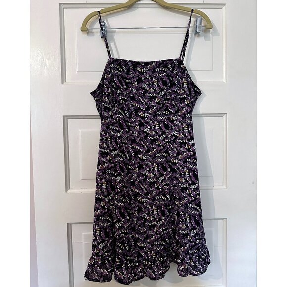 Lulu's Brynne Purple and Navy Blue Floral Print Mini Dress Size Small - Picture 5 of 7